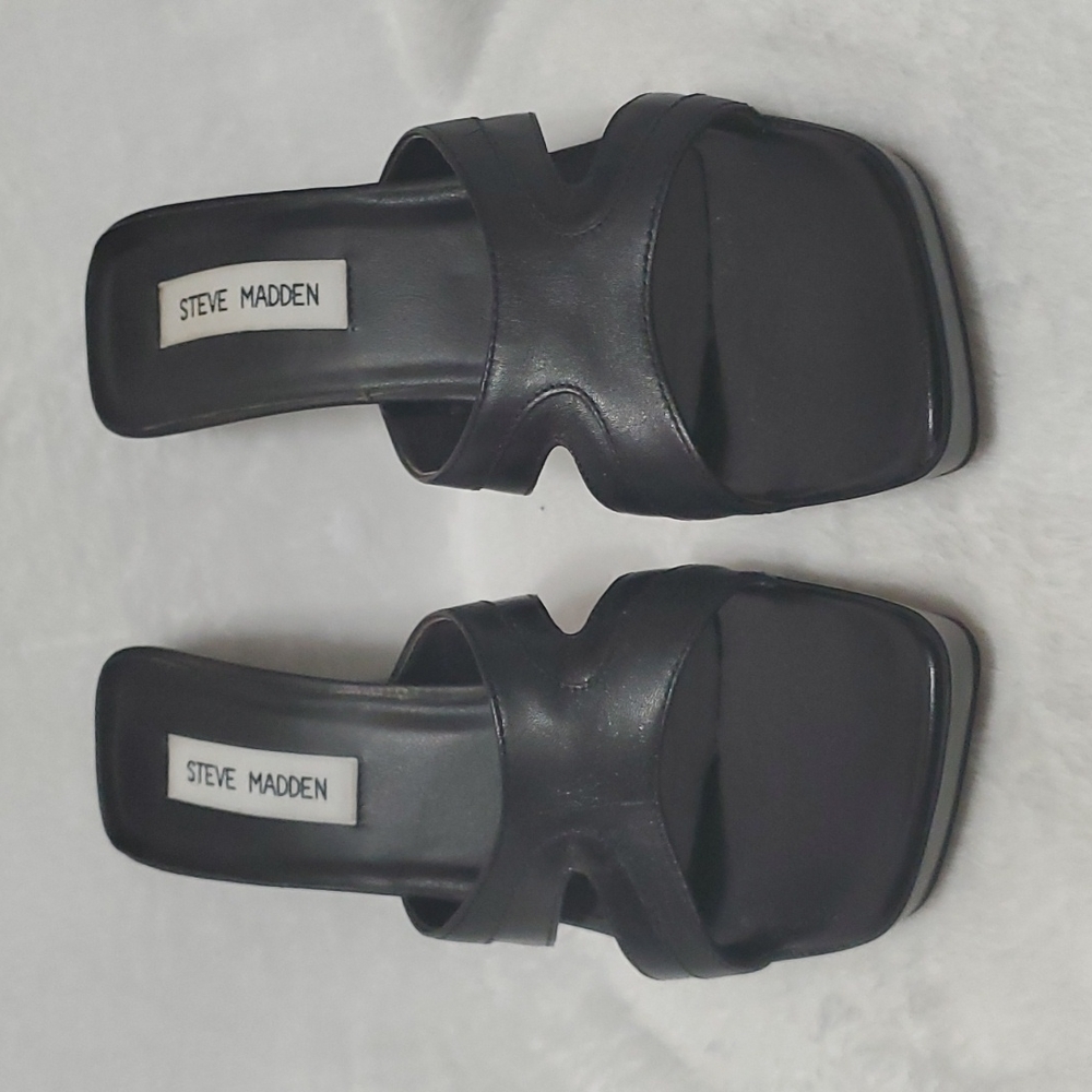 Steve Madden Open Toe Block Heel Sandal 8.5m Blac… - image 2
